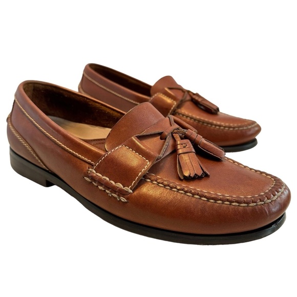 J. ALLAN PAYNE Tan Leather Tassel Loafers Men\'s Size 9 M Casual Shoes Moc Toe 1D_SNAFFLE-30__59643.  main image 2